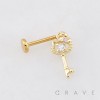 KITTY CAT KEY LOCK CZ THREADLESS (PUSH IN) 316L SURGICAL STEEL LABRET SET